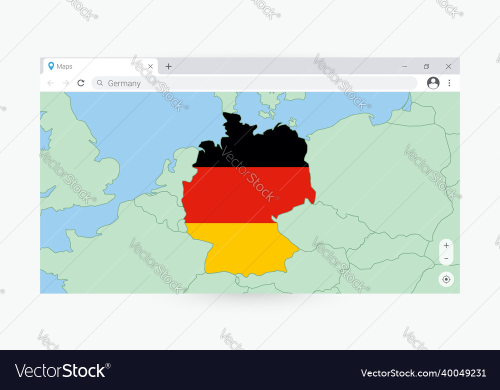 Browser window with map of germany searching