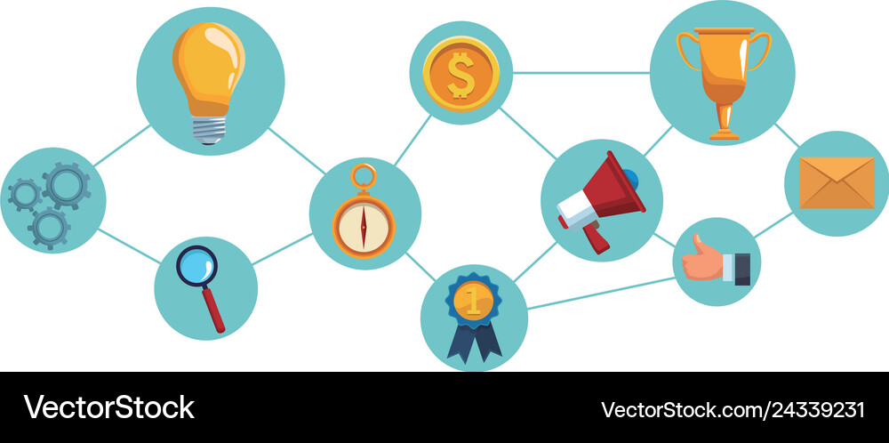 Business network elements Royalty Free Vector Image