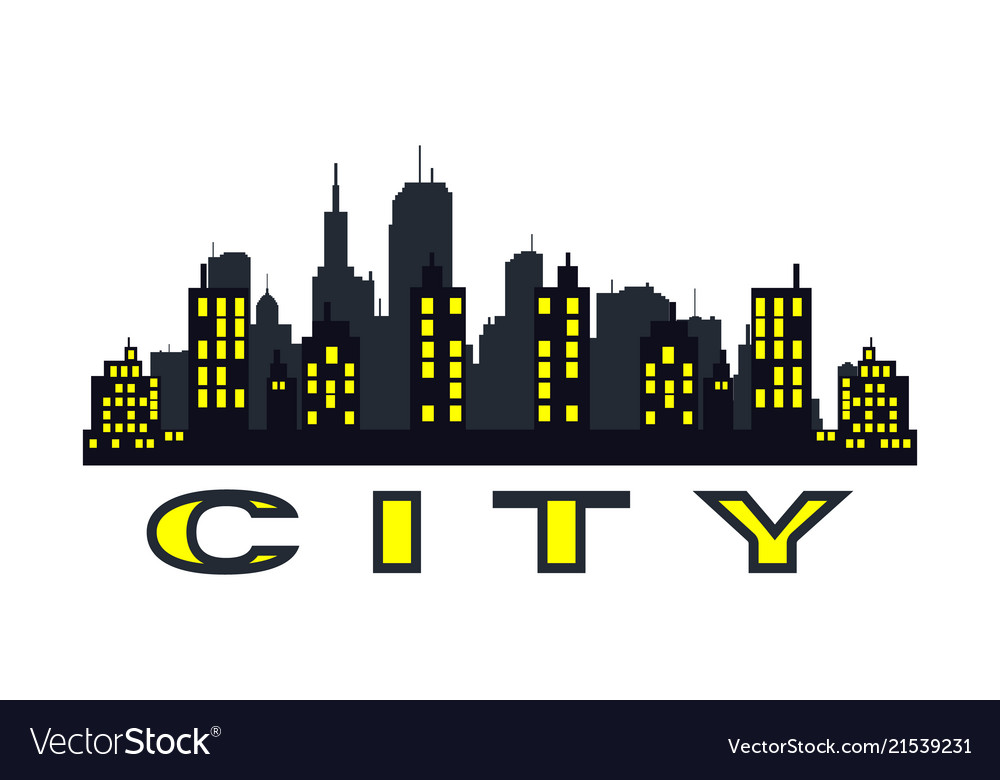 City skyline flat style Royalty Free Vector Image