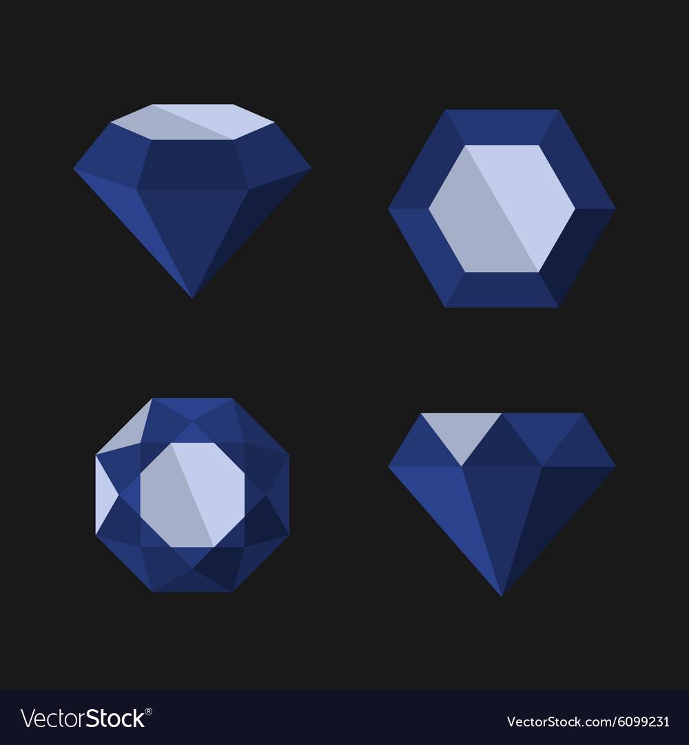 Dark Blue Diamond Icons Set Royalty Free Vector Image