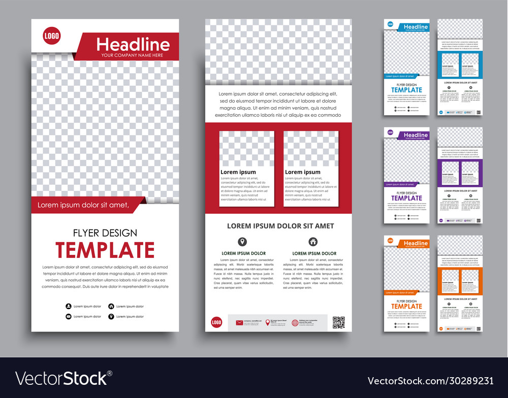 Design white flyers narrow in 4 color options