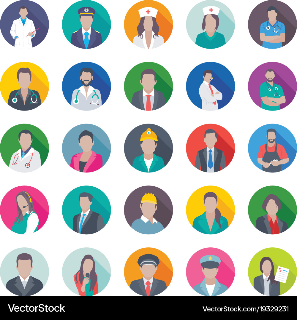 Flat icons professions Royalty Free Vector Image