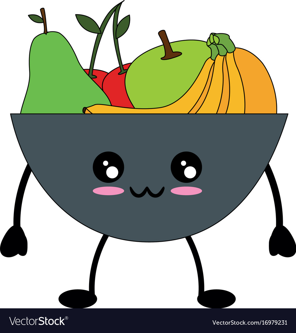 Fruits on dish cute kawaii cartoon