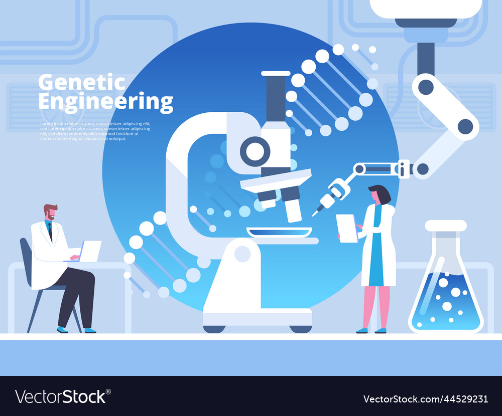 Genetic engineering flat banner template Vector Image