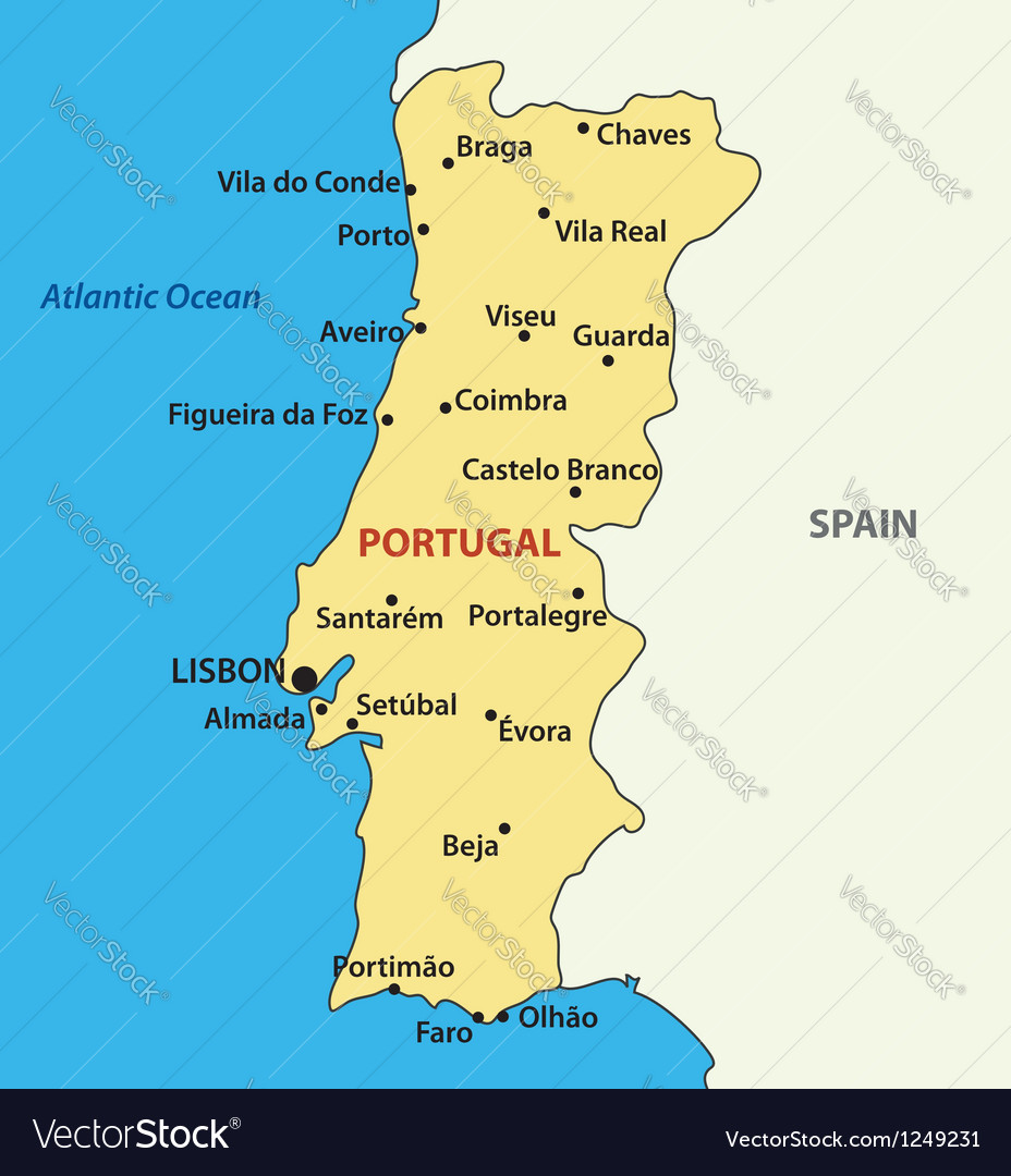 Map of portugal Royalty Free Vector Image - VectorStock