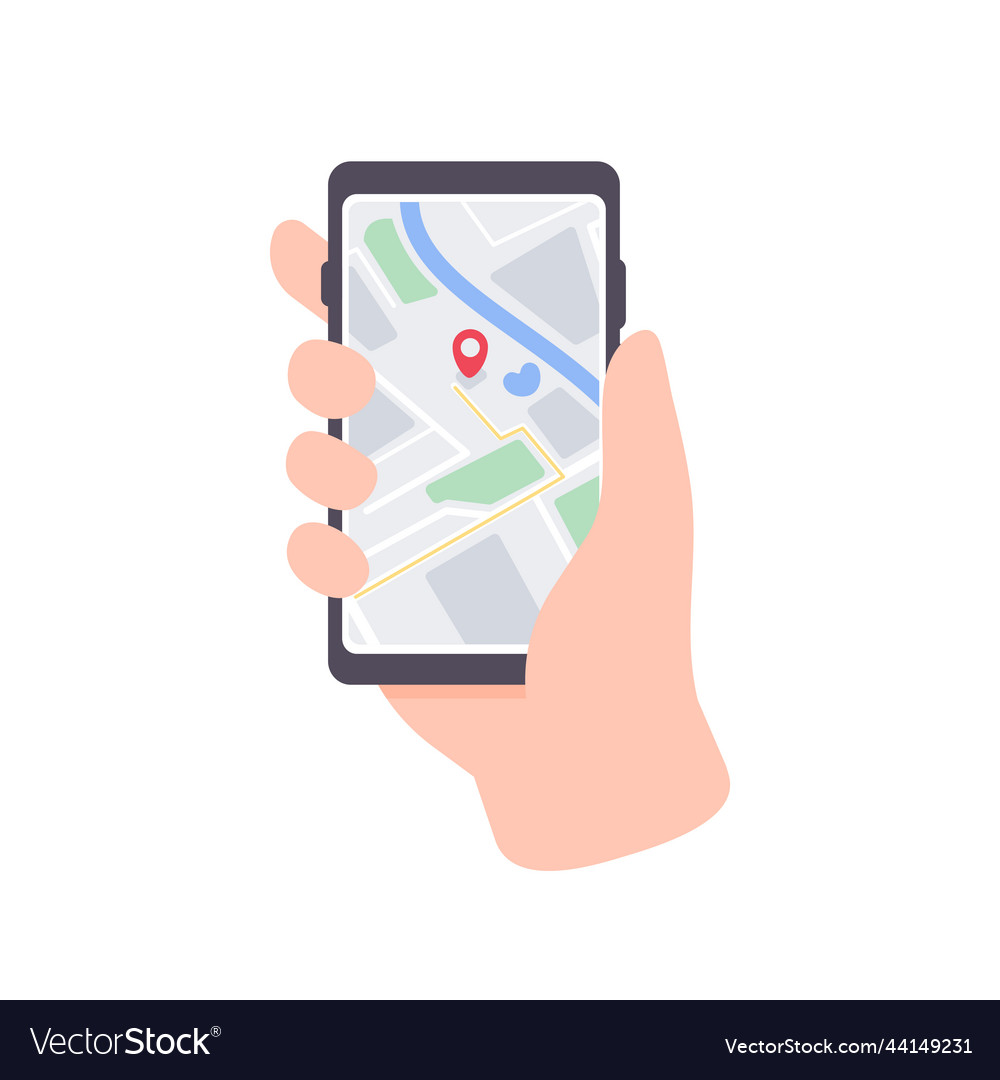 Map on the phone for navigation sender to receiver vector image Map on the phone for navigation sender to receiver