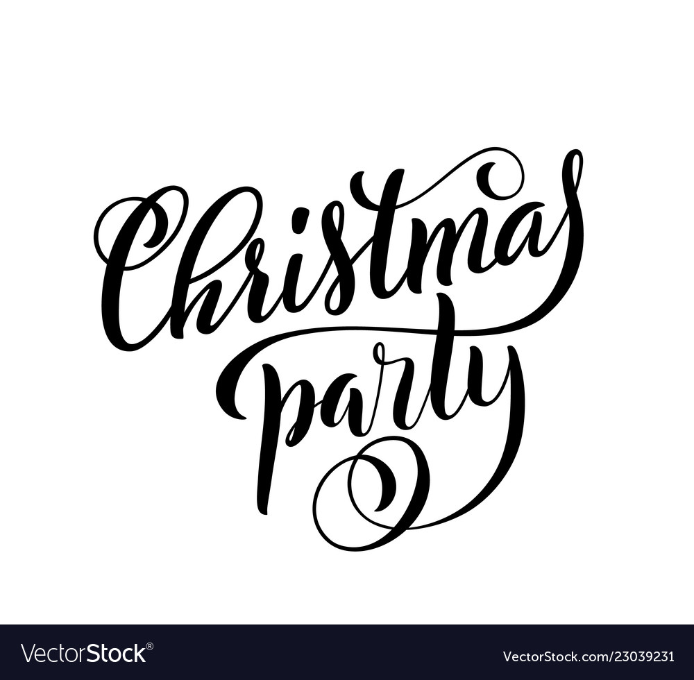 Merry christmas party handwritten lettering