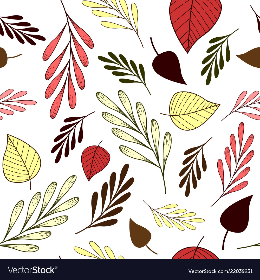Seamless pattern with autumn branches and leaves