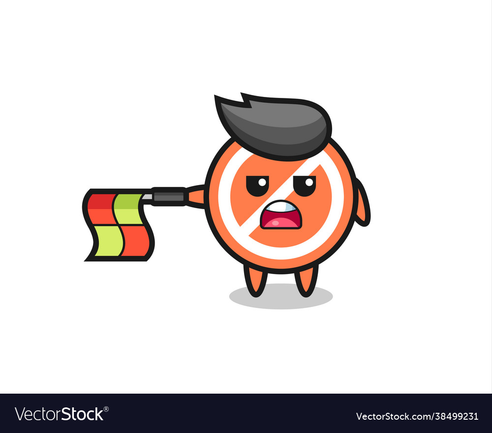 Stop sign character as line judge hold flag Vector Image Stop sign character as line judge hold flag
