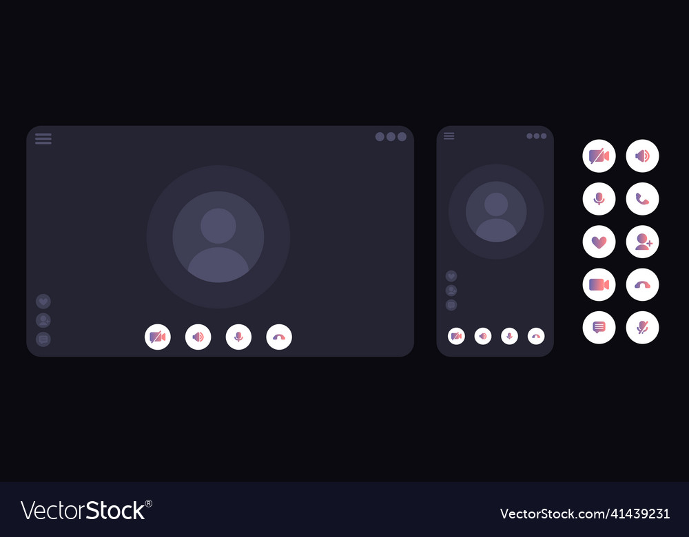Videocall interface template with user icon vector image Videocall interface template with user icon