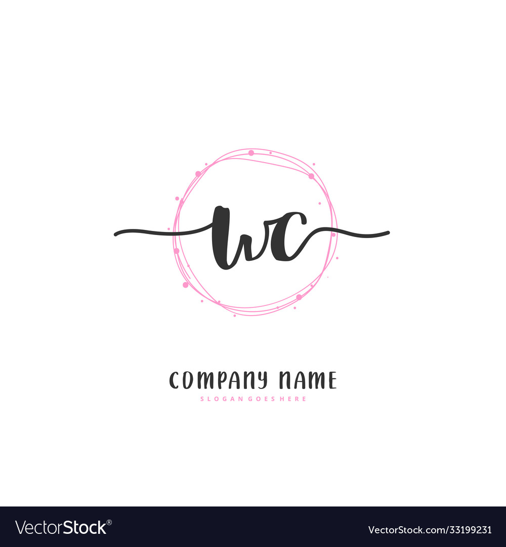 W c wc initial handwriting and signature logo Vector Image W c wc initial handwriting and signature logo