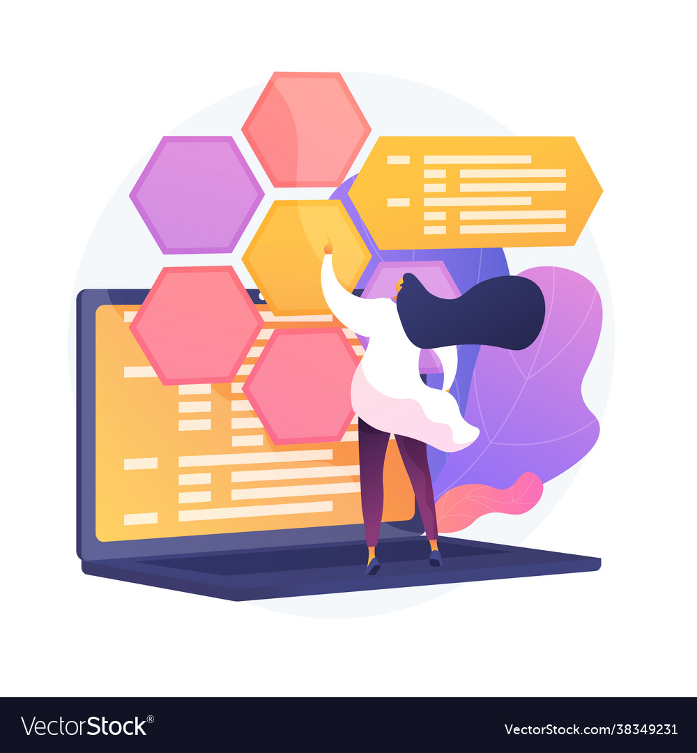 Web development and coding concept metaphor vector image Web development and coding concept metaphor