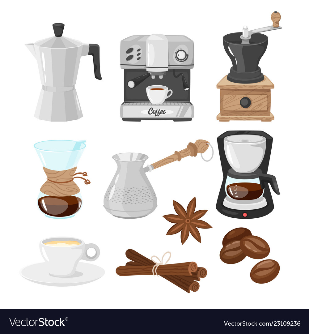 Coffee makers icons Royalty Free Vector Image - VectorStock