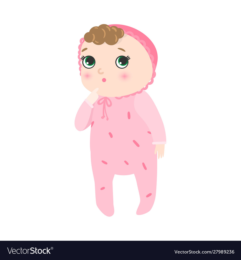 Cute Pensive Bastanding With Kinky Hair In Pink Vector Image