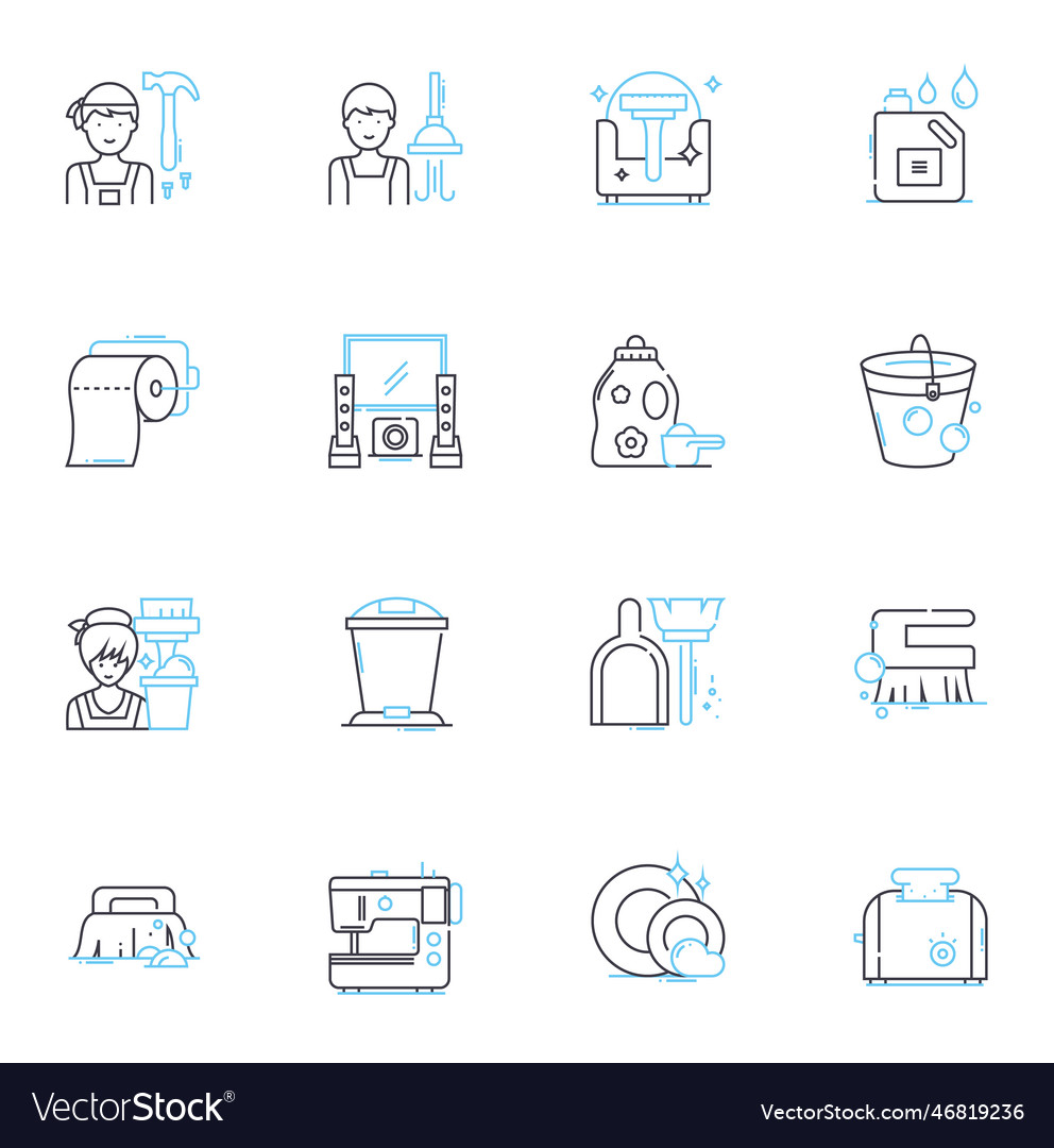 Dry Cleaning Linear Icons Set Stain Fabric Vector Image