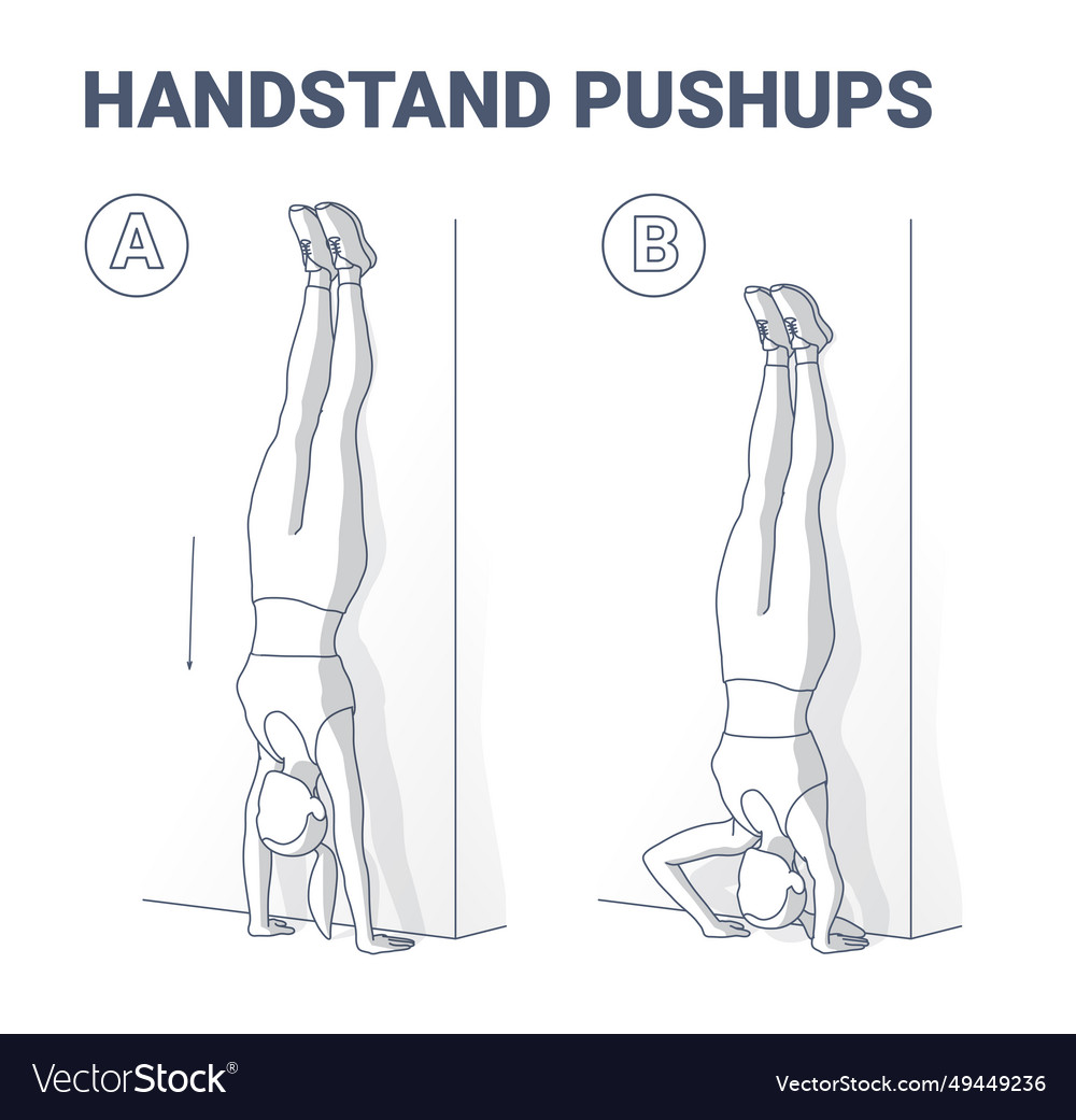 Handstand pushups exercise black and wite Vector Image