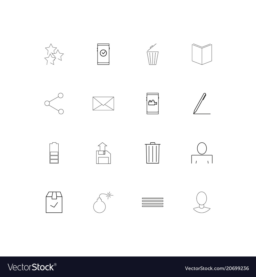 Interface simple linear icons set outlined