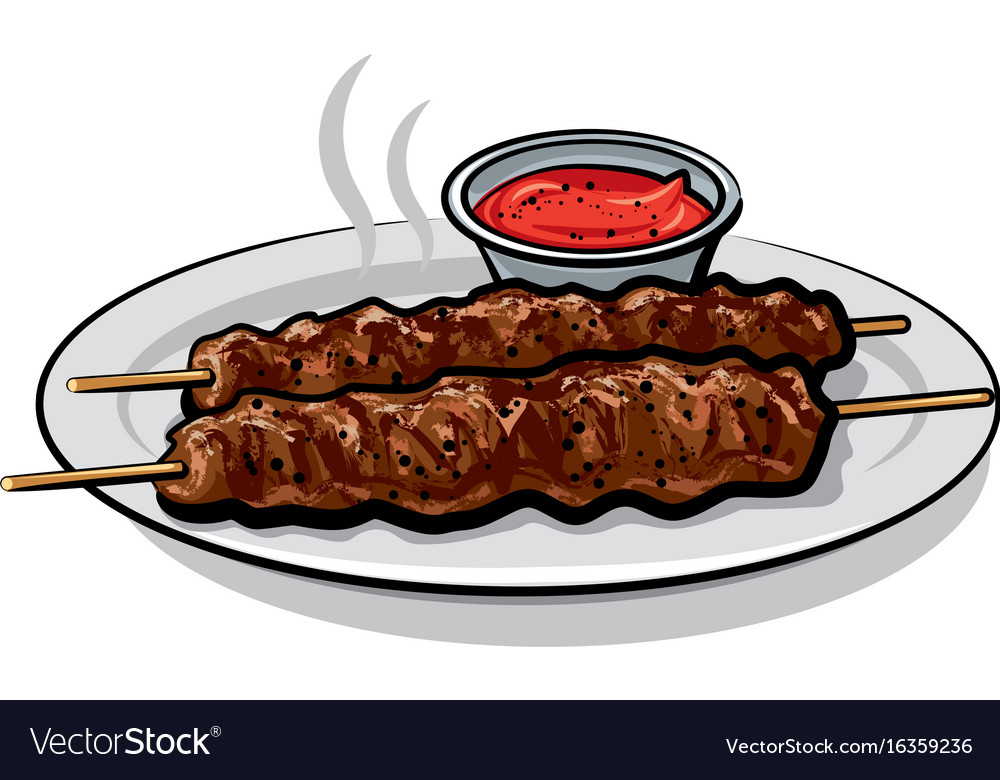 Kebabs with sauce Royalty Free Vector Image - VectorStock