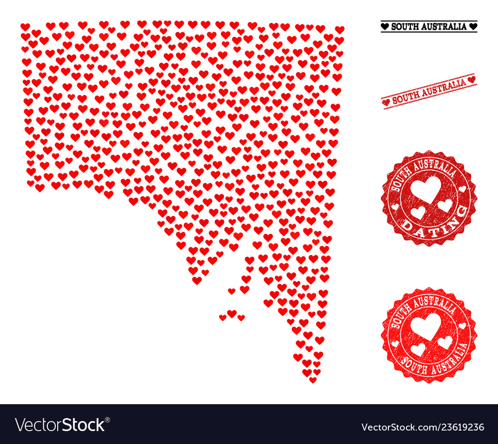 Liebe Mosaikkarte von Südaustralien und Grunge