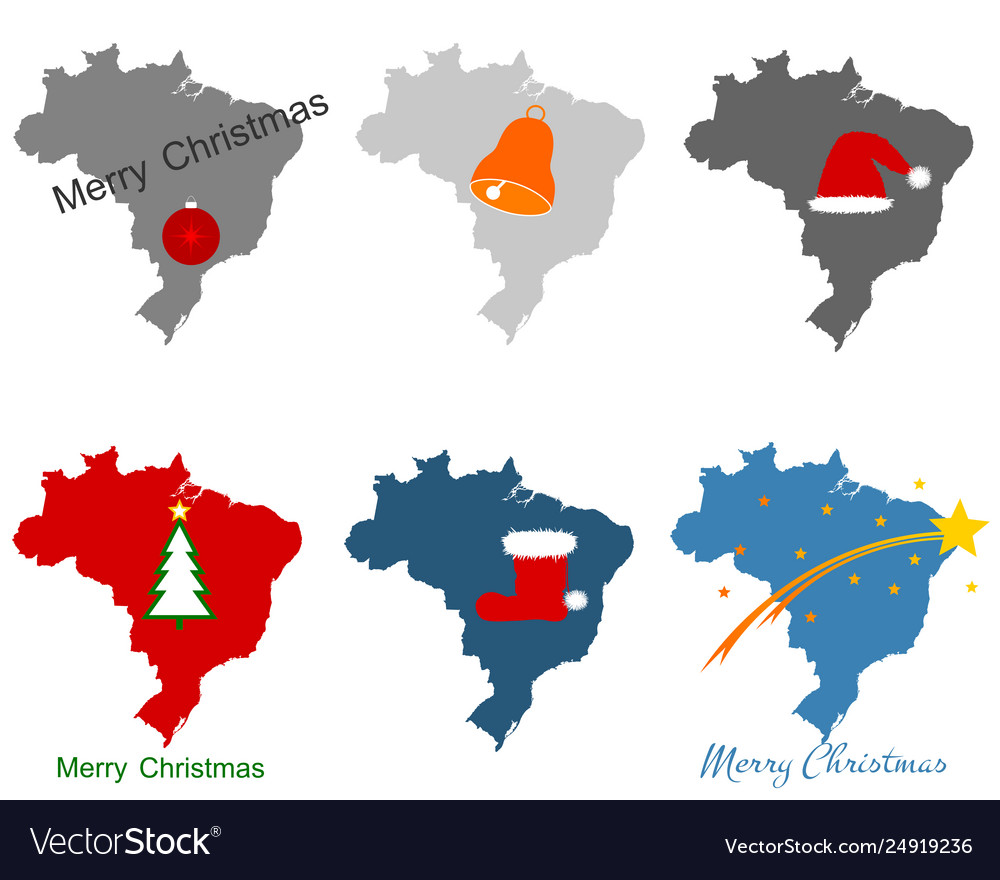 Map brazil with christmas symbols