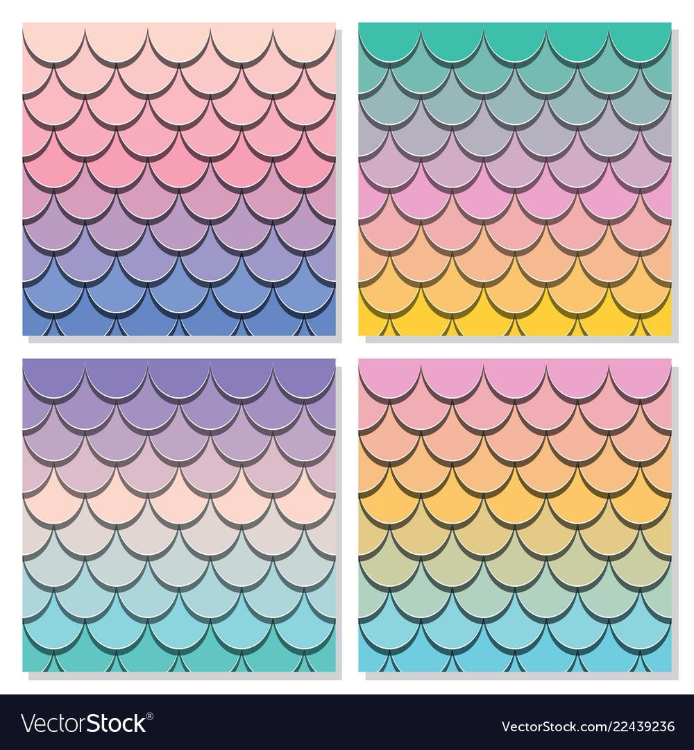 Download Mermaid tail pattern set paper cut out 3d fish Vector Image