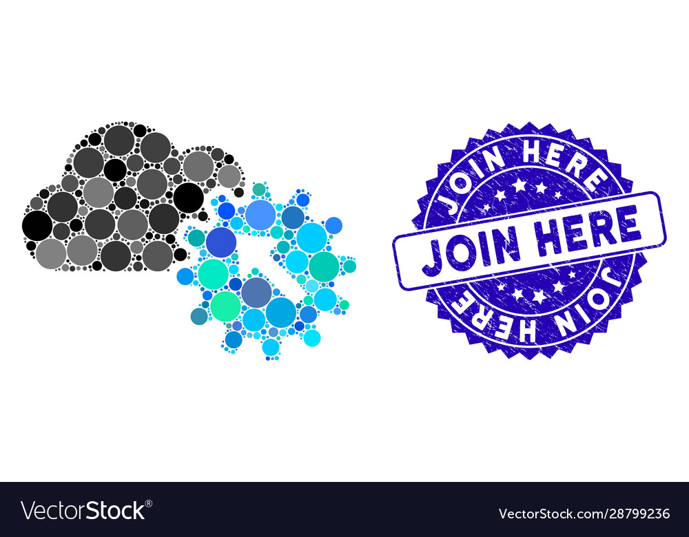 Mosaic integration icon with scratched join here Vector Image Mosaic integration icon with scratched join here