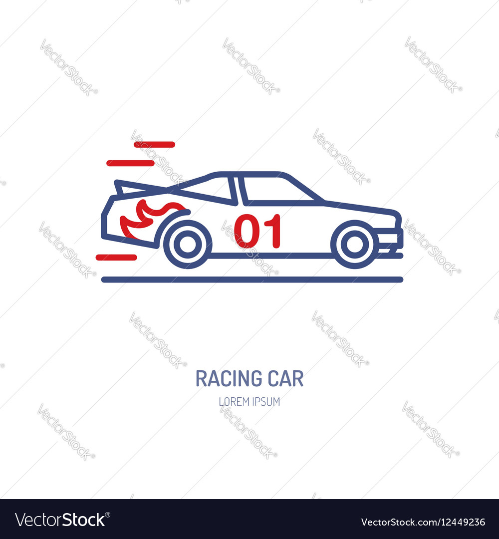 Racing sport car line icon speed