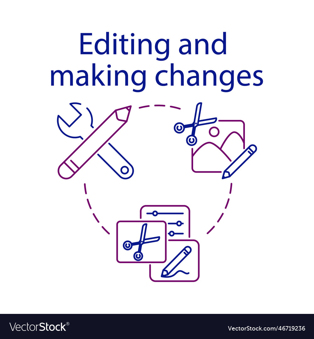 Simple set of editing and making changes content vector image Simple set of editing and making changes content