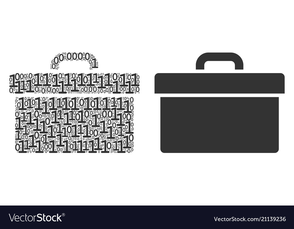 Toolbox collage of binary digits vector image Toolbox collage of binary digits