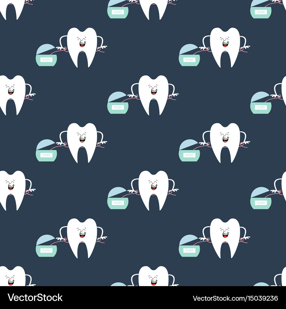 Tooth and dental floss pattern Royalty Free Vector Image