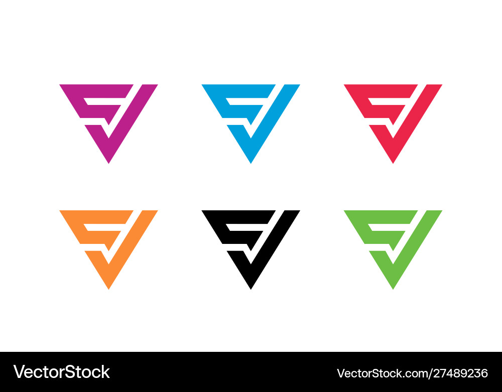 Triangular letter cv logo set triangle shape Vector Image