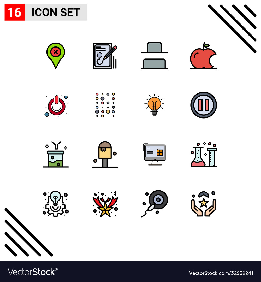 16 universal flat color filled lines set for web
