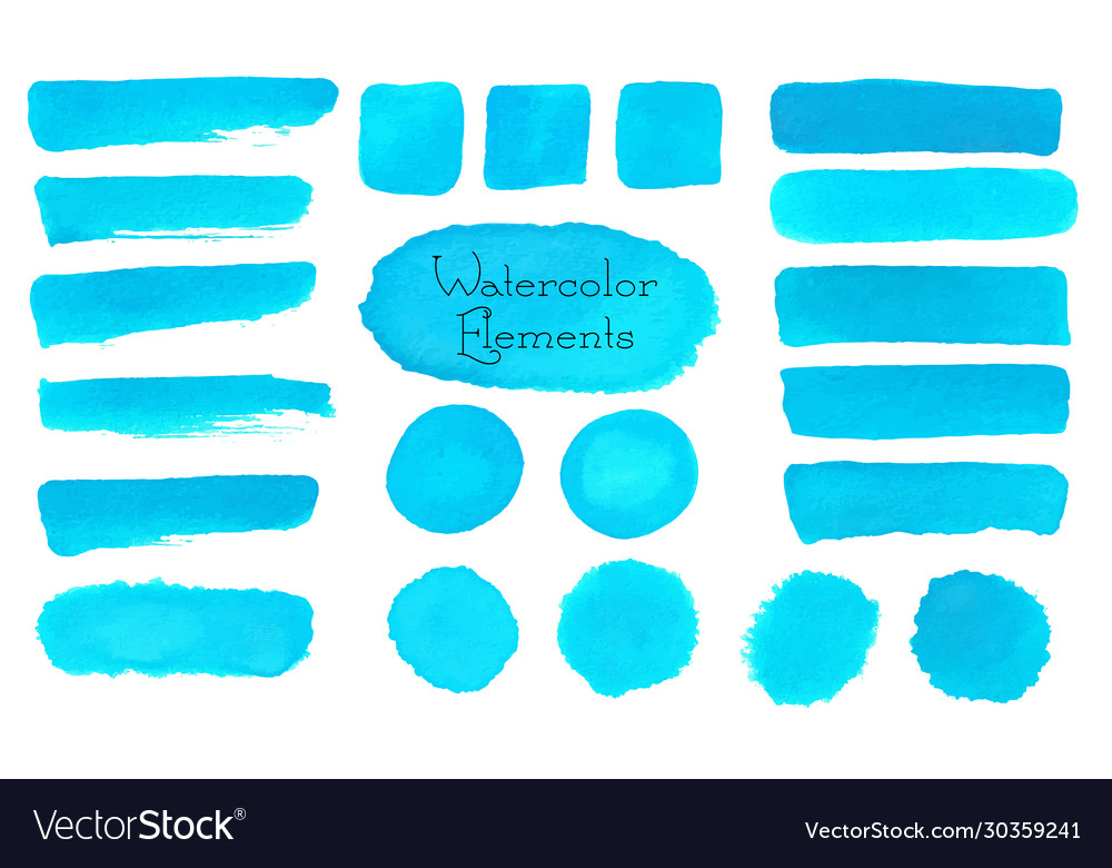 A water color element and design set vector image A water color element and design set