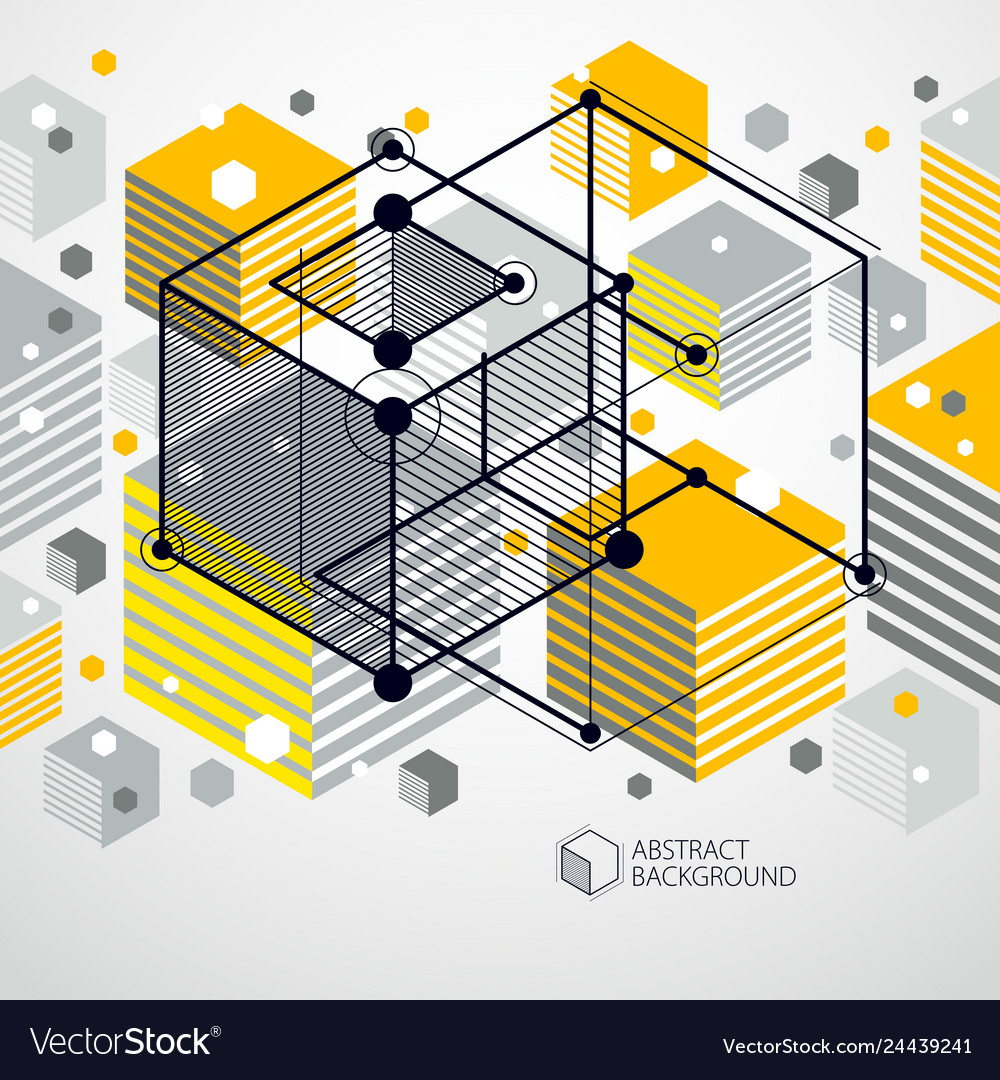 Abstract geometric 3d cube pattern and yellow vector image Abstract geometric 3d cube pattern and yellow