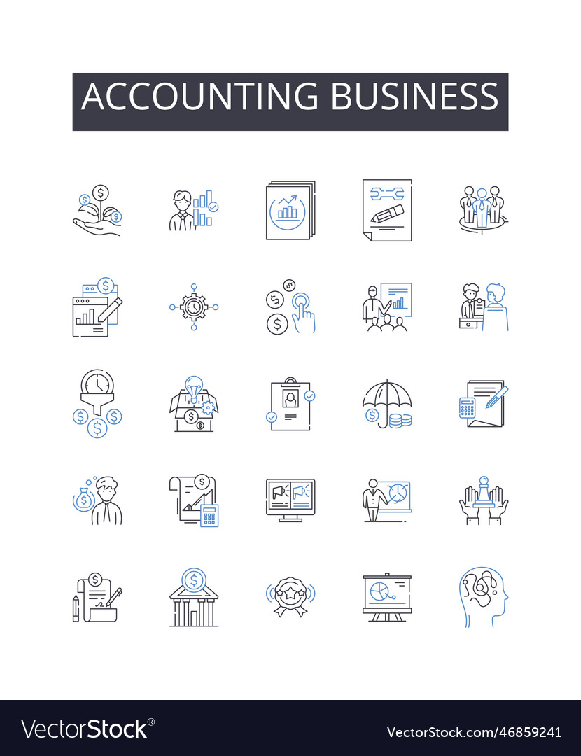 Accounting business line icons collection Vector Image