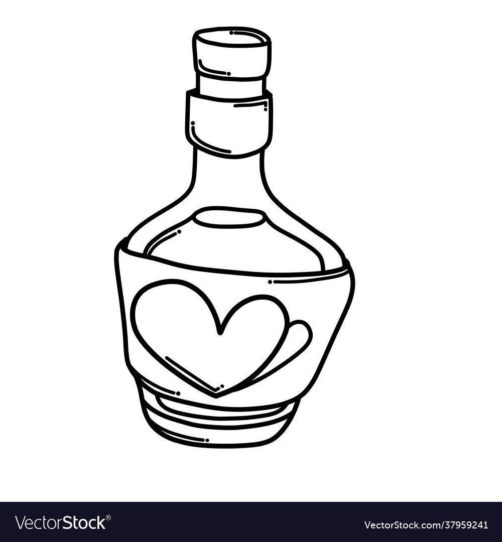 Alcohol bottle doodle icon drawing sketch hand