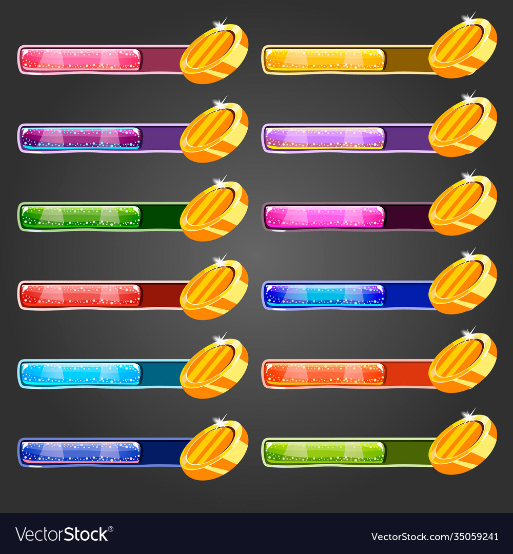 Big set game resource bar with coins vector image Big set game resource bar with coins