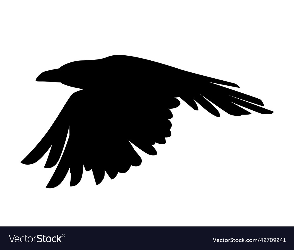 Black silhouette raven bird cartoon crow design Vector Image