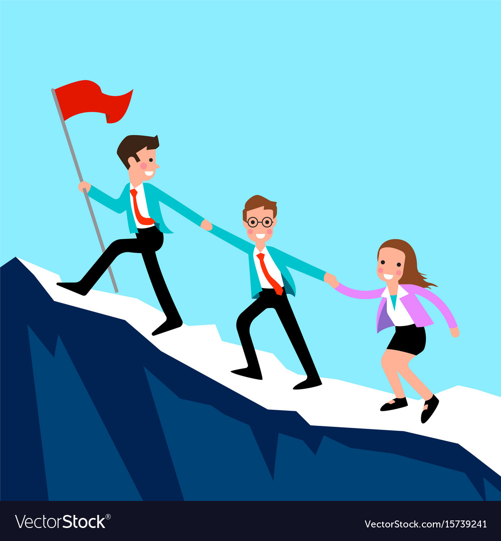 Business people climb the mountain Royalty Free Vector Image