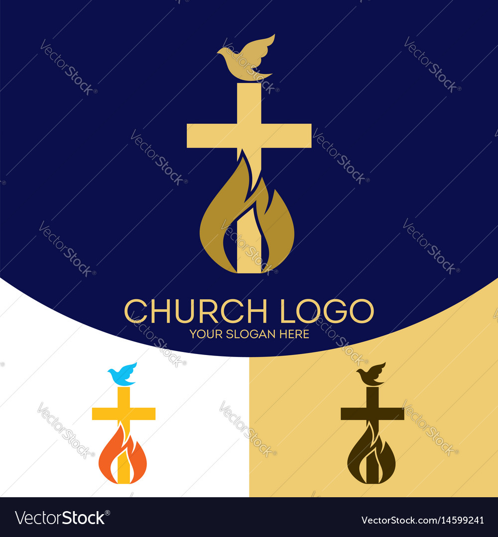 Church logo and christian symbols Royalty Free Vector Image