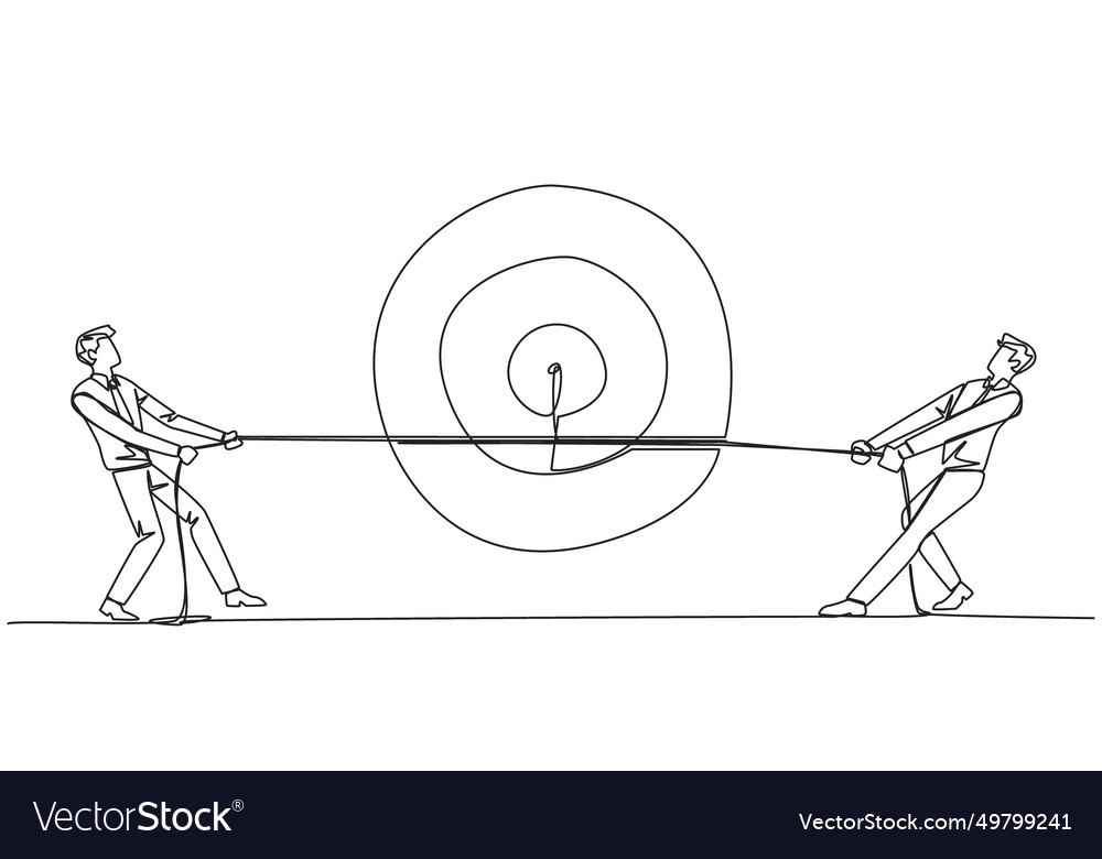 Continuous one line drawing two businessmen