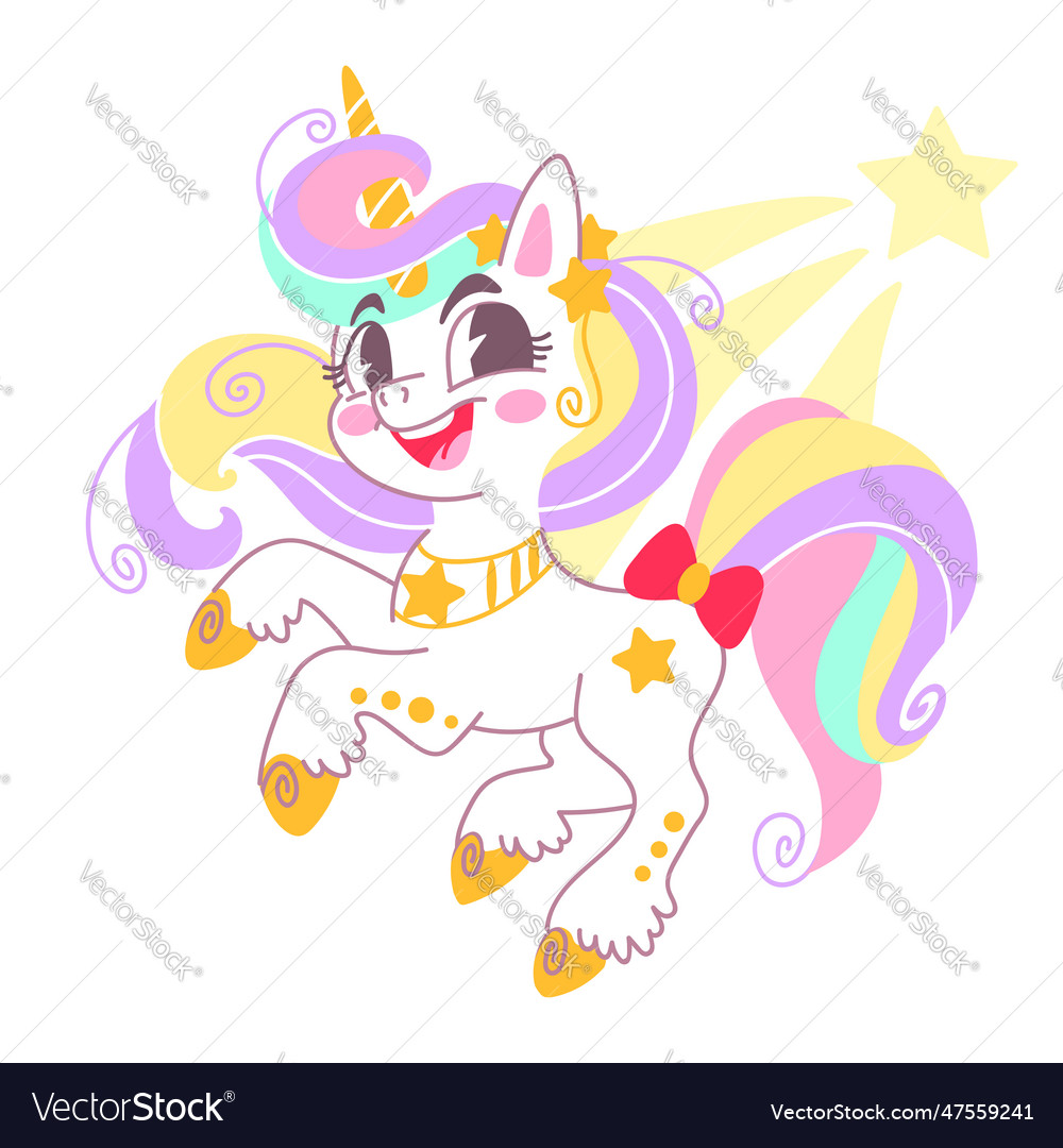 Cute cartoon character unicorn with a star Vector Image