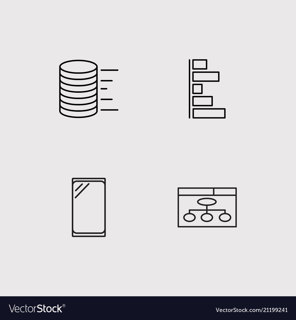 Data analytics simple linear icons set outlined