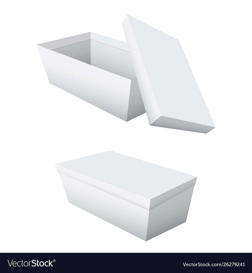 Empty boxes and lids separated on a white