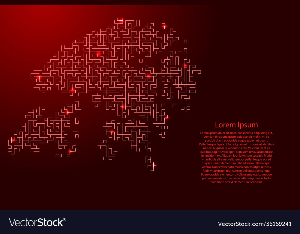 Hong kong Karte aus rotem Muster Labyrinthgitter