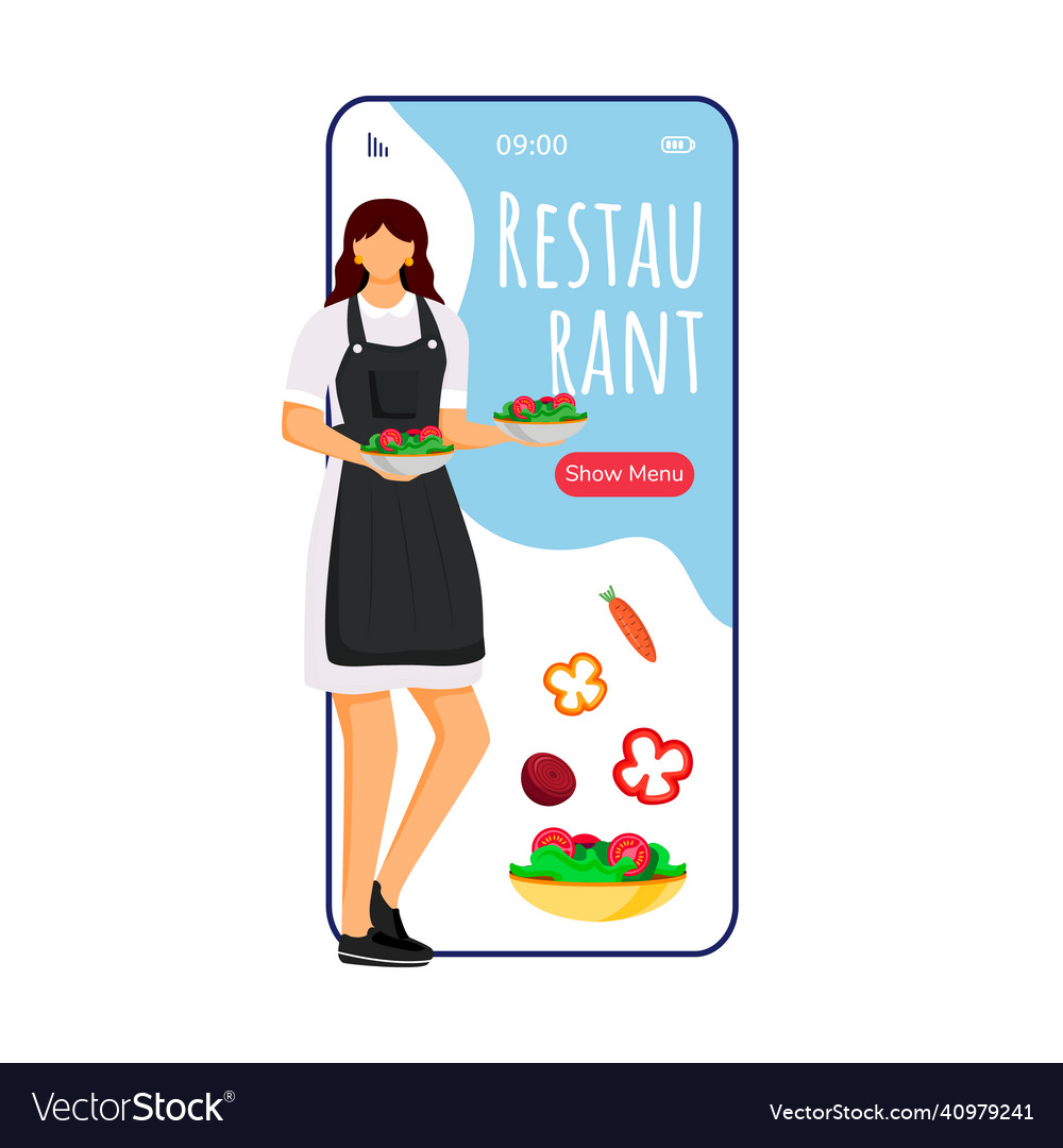 Hotel restaurant cartoon smartphone app screen Vector Image Hotel restaurant cartoon smartphone app screen Vector Image