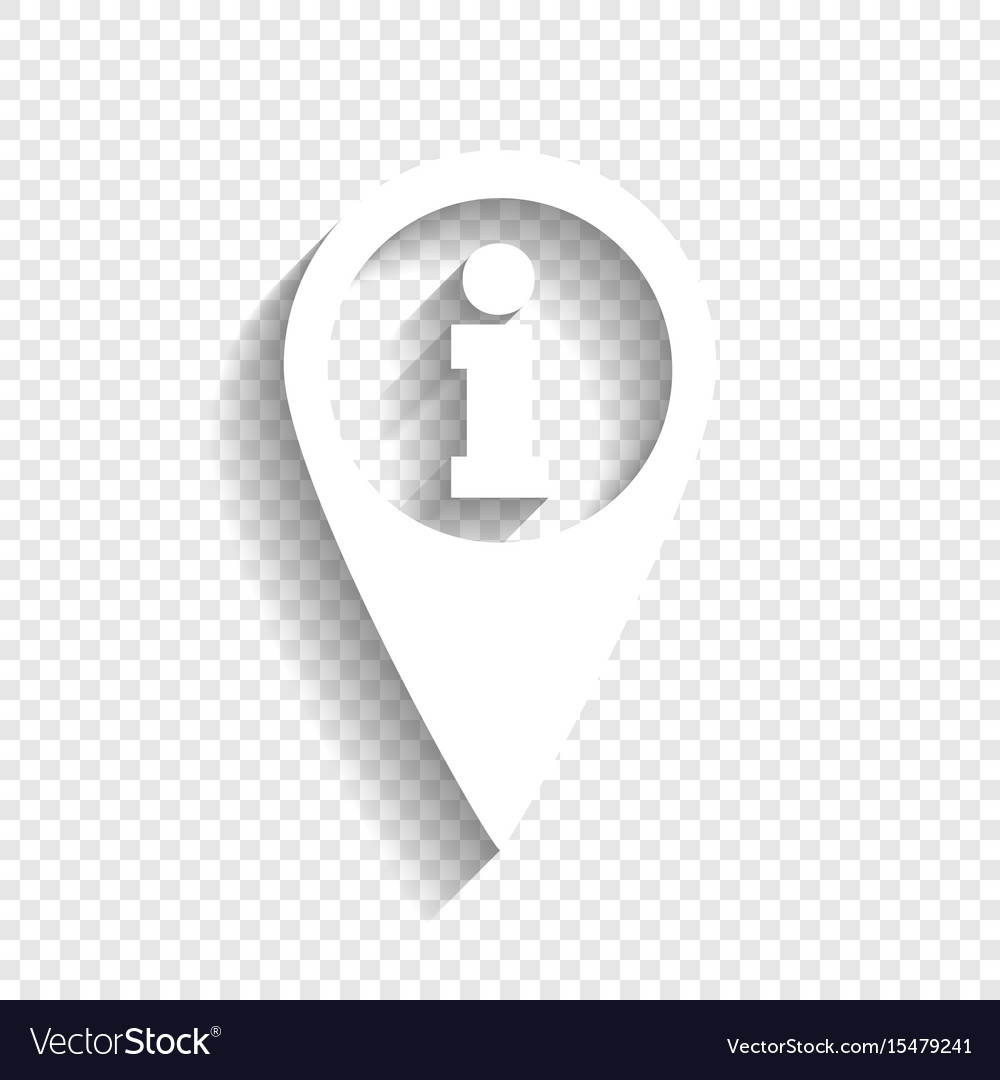 Map pointer with information sign white