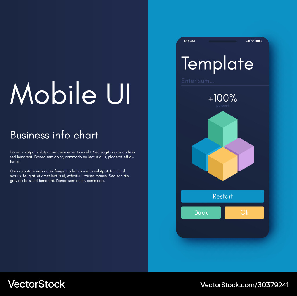 Mobile application interface ui design Royalty Free Vector