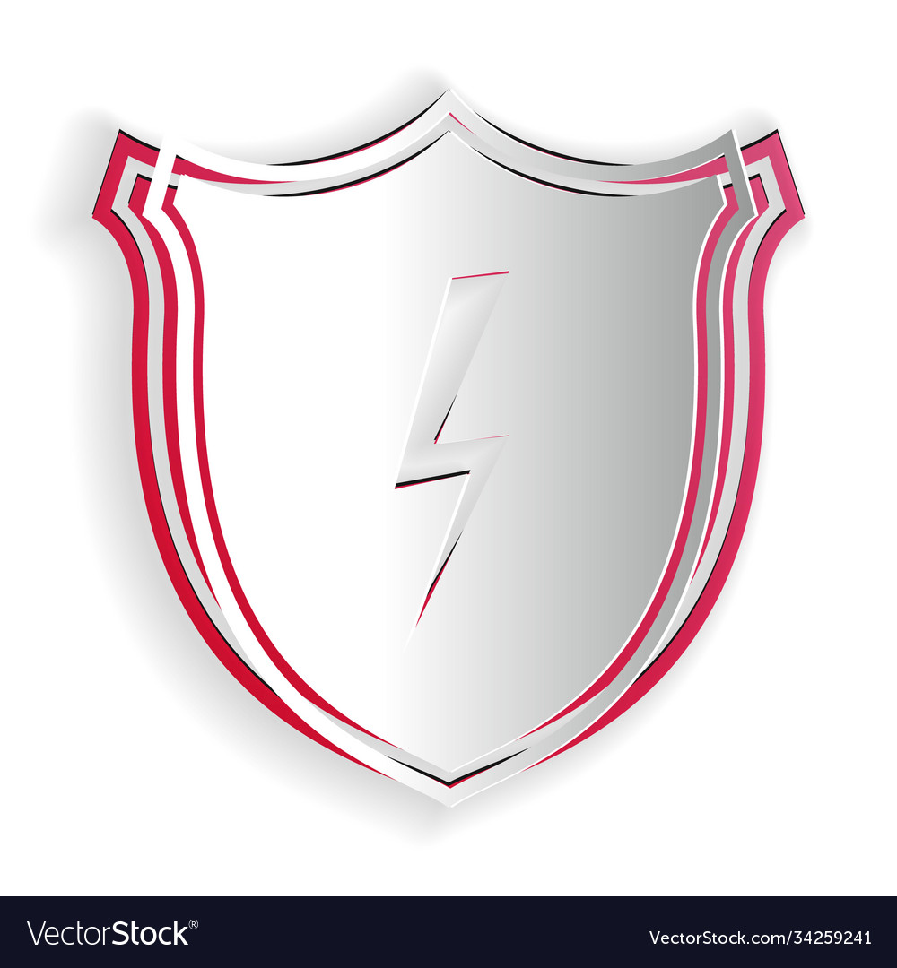 Paper cut secure shield with lightning icon