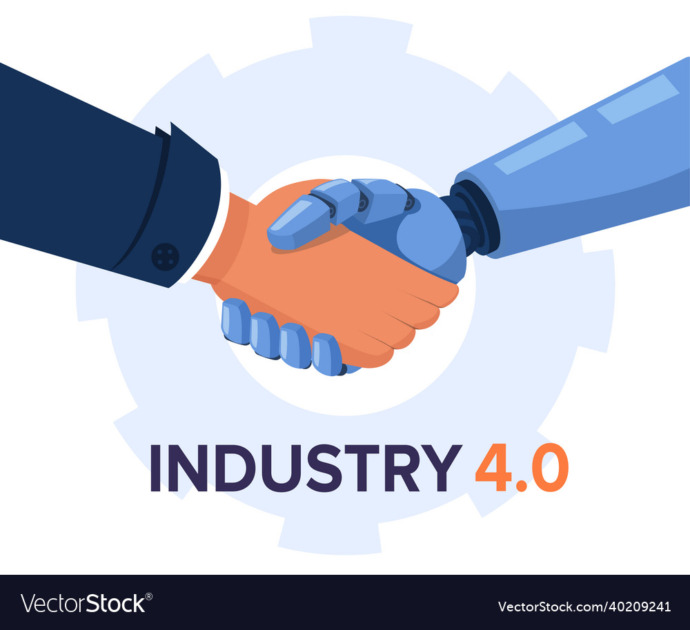 Robot And Human Hand Holding With Handshake Vector Image Robot And Human Hand Holding With Handshake Vector Image